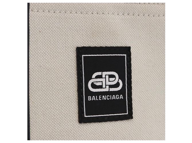 Borsa a mano BALENCIAGA Trade XS Canvas 2way Beige Silver 620882 Auth 198734A Argento - vista 16