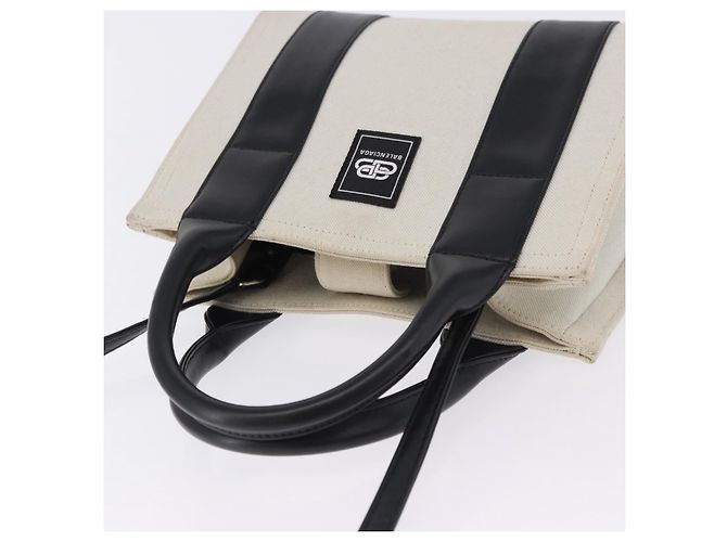 Borsa a mano BALENCIAGA Trade XS Canvas 2way Beige Silver 620882 Auth 198734A Argento - vista 6