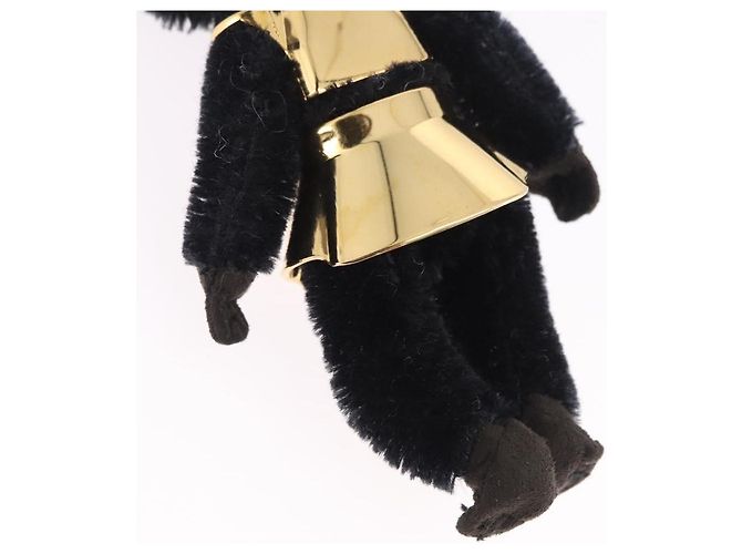 Charm Gorilla PRADA in metallo nero e oro Auth 196726M - vista 10