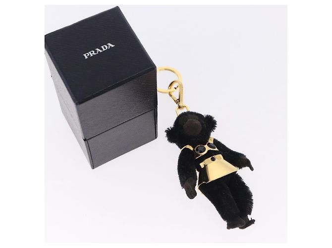 Charm Gorilla PRADA in metallo nero e oro Auth 196726M - vista 12