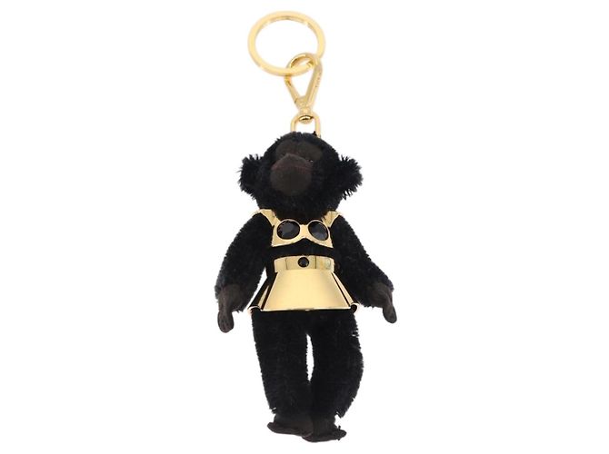 Charm Gorilla PRADA in metallo nero e oro Auth 196726M - vista 2