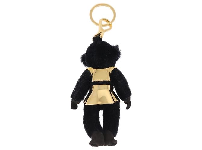 Charm Gorilla PRADA in metallo nero e oro Auth 196726M - vista 3