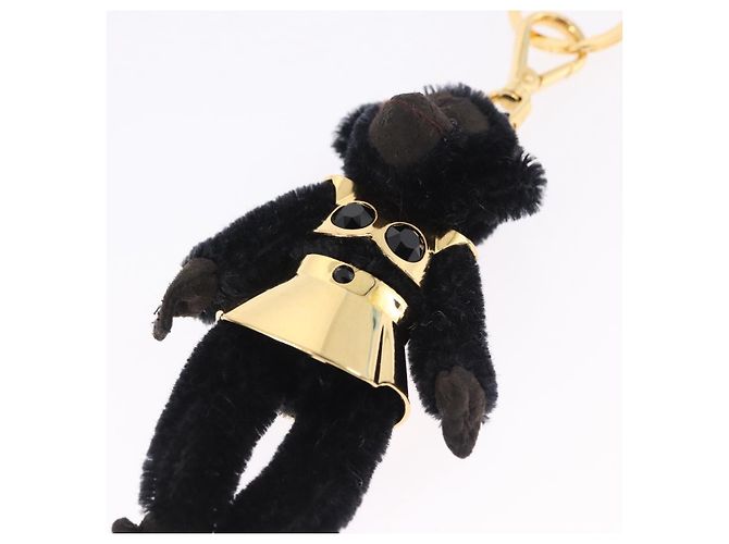 Charm Gorilla PRADA in metallo nero e oro Auth 196726M - vista 5