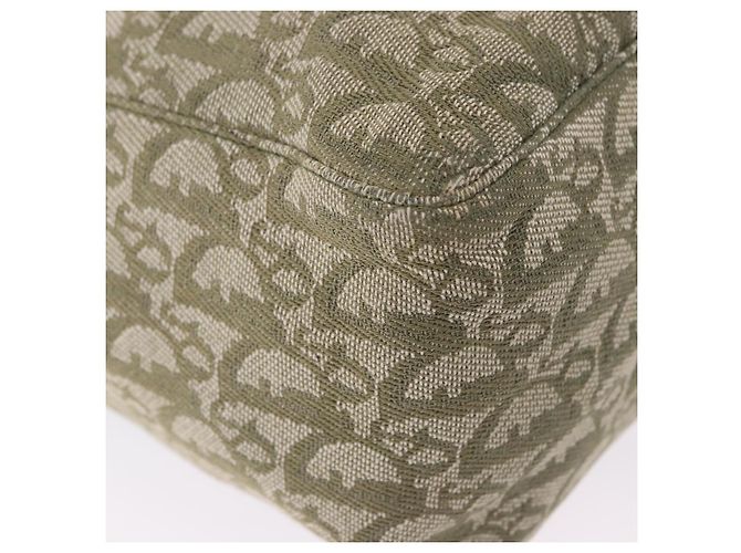 Borsa Tote Christian Dior Trotter Canvas Verde Argento Auth 198332 - vista 12