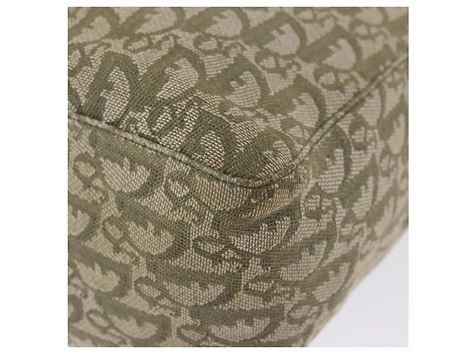Borsa Tote Christian Dior Trotter Canvas Verde Argento Auth 198332 - vista 13