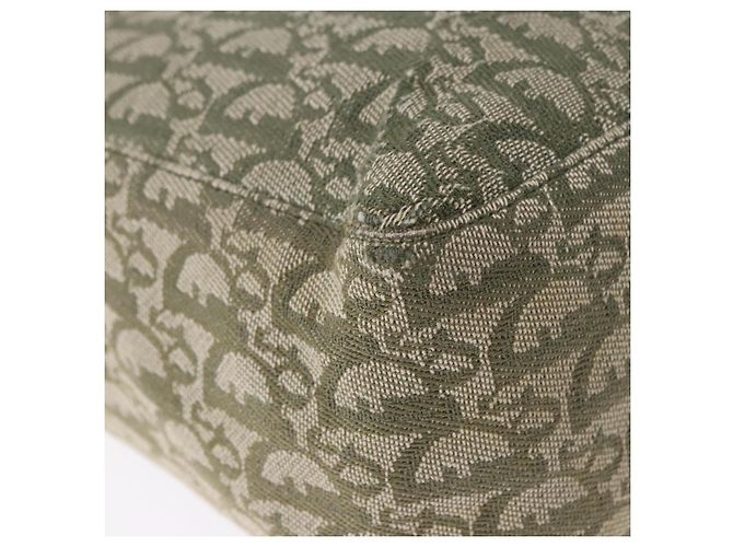 Borsa Tote Christian Dior Trotter Canvas Verde Argento Auth 198332 - vista 14
