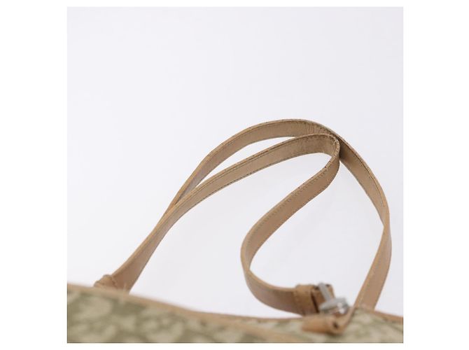 Borsa Tote Christian Dior Trotter Canvas Verde Argento Auth 198332 - vista 9