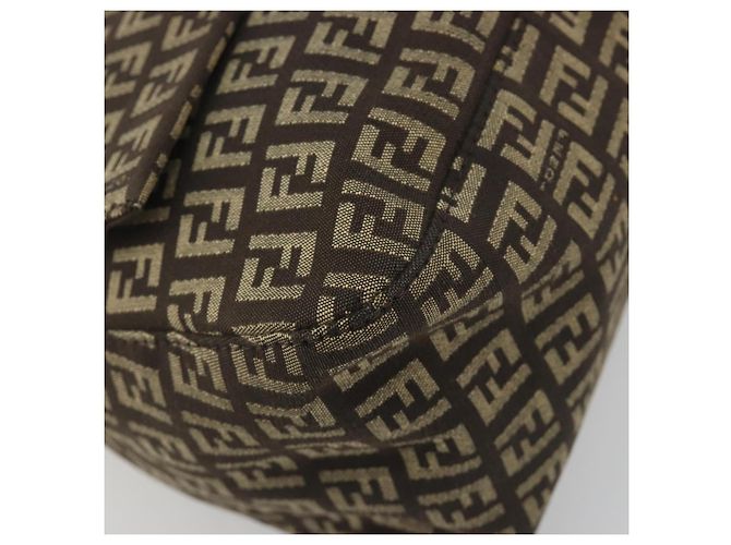 Borsa a Tracolla FENDI Zucchino Canvas Mamma Baguette Marrone Auth 197310V - vista 11