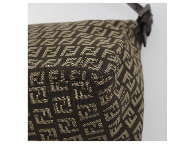 Borsa a Tracolla FENDI Zucchino Canvas Mamma Baguette Marrone Auth 197310V - vista 12