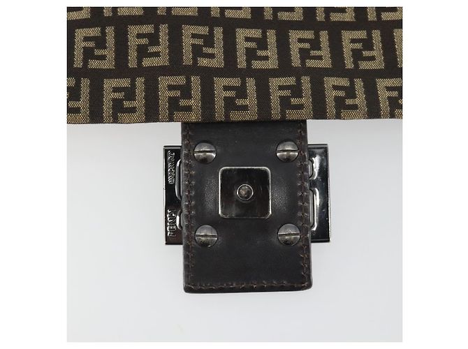 Borsa a Tracolla FENDI Zucchino Canvas Mamma Baguette Marrone Auth 197310V - vista 17
