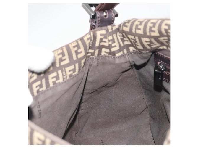 Borsa a Tracolla FENDI Zucchino Canvas Mamma Baguette Marrone Auth 197310V - vista 21