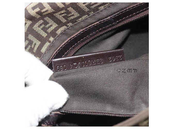 Borsa a Tracolla FENDI Zucchino Canvas Mamma Baguette Marrone Auth 197310V - vista 24