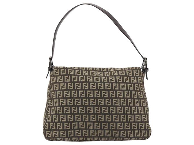 Borsa a Tracolla FENDI Zucchino Canvas Mamma Baguette Marrone Auth 197310V - vista 3