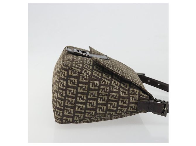 Borsa a Tracolla FENDI Zucchino Canvas Mamma Baguette Marrone Auth 197310V - vista 4