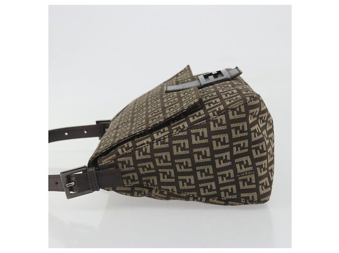 Borsa a Tracolla FENDI Zucchino Canvas Mamma Baguette Marrone Auth 197310V - vista 5