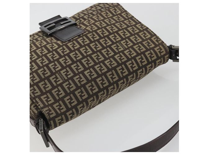 Borsa a Tracolla FENDI Zucchino Canvas Mamma Baguette Marrone Auth 197310V - vista 6