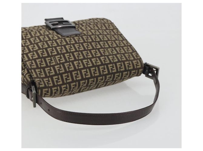 Borsa a Tracolla FENDI Zucchino Canvas Mamma Baguette Marrone Auth 197310V - vista 7