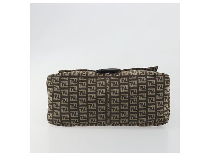 Borsa a Tracolla FENDI Zucchino Canvas Mamma Baguette Marrone Auth 197310V - vista 9