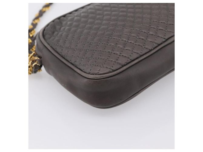 Borsa a tracolla con catena BALLY in pelle grigia tono oro Auth 196399A Marrone - vista 11