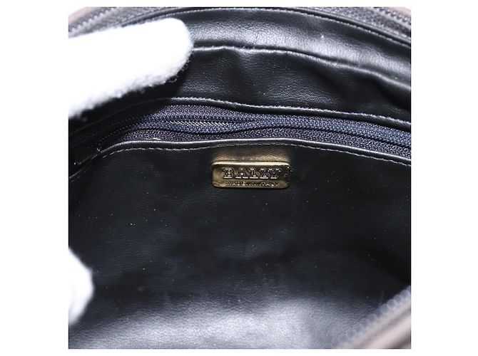 Borsa a tracolla con catena BALLY in pelle grigia tono oro Auth 196399A Marrone - vista 15