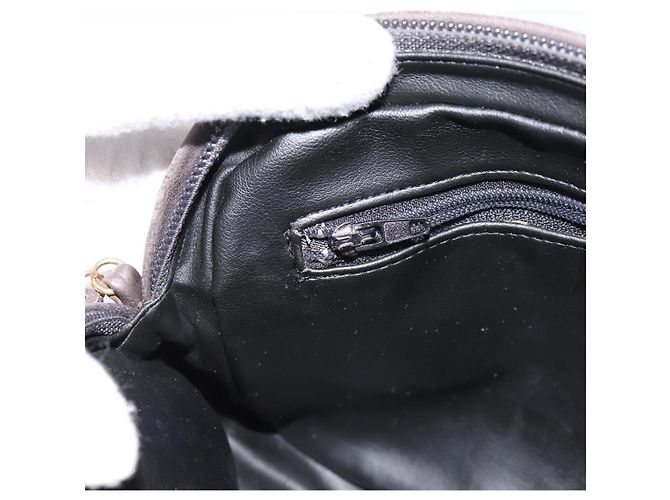 Borsa a tracolla con catena BALLY in pelle grigia tono oro Auth 196399A Marrone - vista 19
