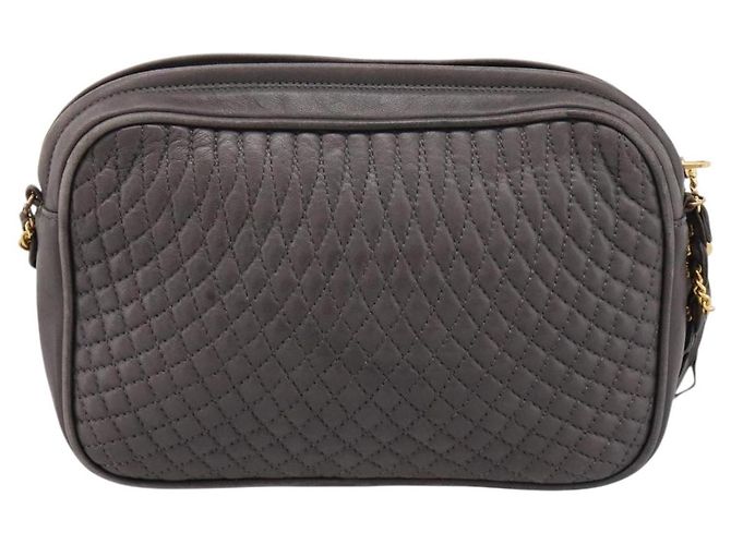 Borsa a tracolla con catena BALLY in pelle grigia tono oro Auth 196399A Marrone - vista 3