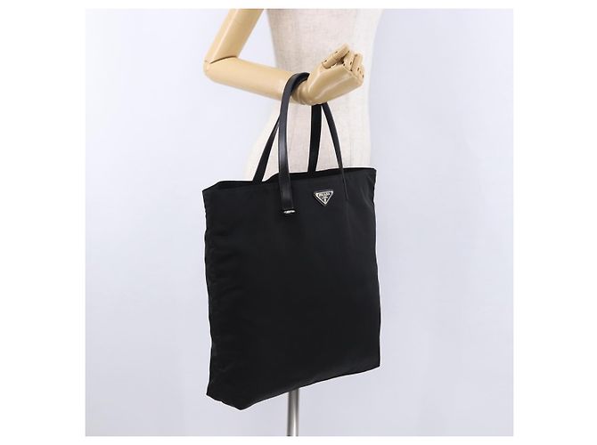 PRADA Tote Bag Nylon Schwarz Silber Auth am12430V - Ansicht 22