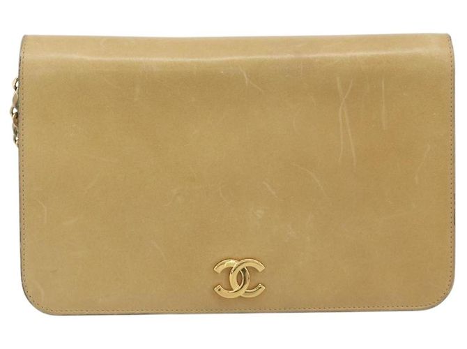 Borsa a tracolla CHANEL Matelasse con catena in pelle Beige Gold CC Auth ka5721 D'oro - vista 2