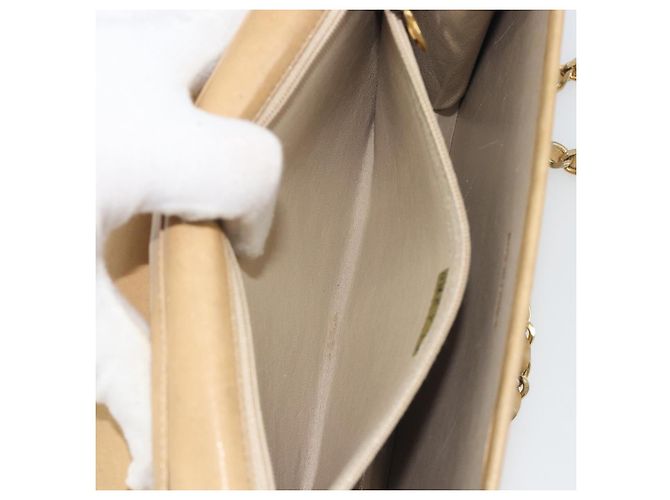 Borsa a tracolla CHANEL Matelasse con catena in pelle Beige Gold CC Auth ka5721 D'oro - vista 22