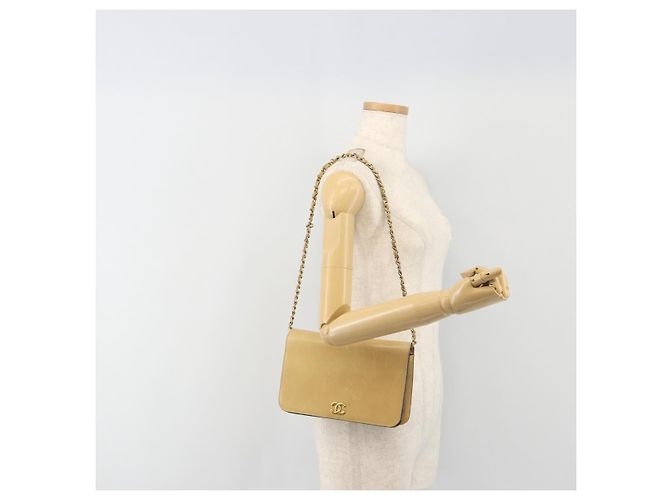 Borsa a tracolla CHANEL Matelasse con catena in pelle Beige Gold CC Auth ka5721 D'oro - vista 24