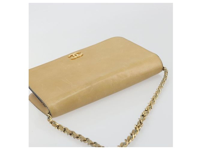 Borsa a tracolla CHANEL Matelasse con catena in pelle Beige Gold CC Auth ka5721 D'oro - vista 6