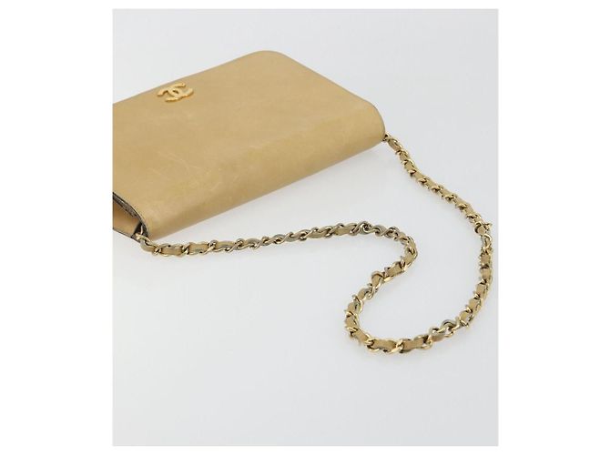 Borsa a tracolla CHANEL Matelasse con catena in pelle Beige Gold CC Auth ka5721 D'oro - vista 7