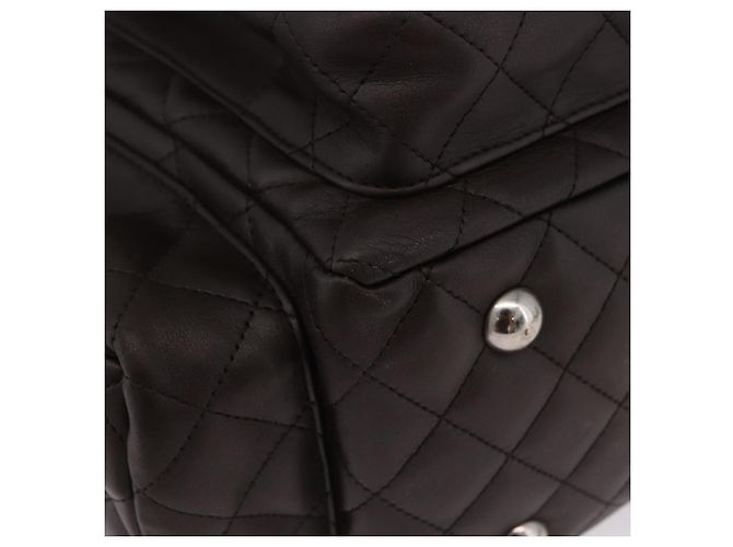 Borsa a mano CHANEL Cambon Line Matelasse in pelle marrone con CC argento Auth 196397SAV - vista 10