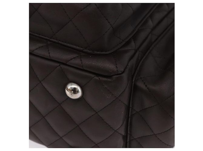 Borsa a mano CHANEL Cambon Line Matelasse in pelle marrone con CC argento Auth 196397SAV - vista 11
