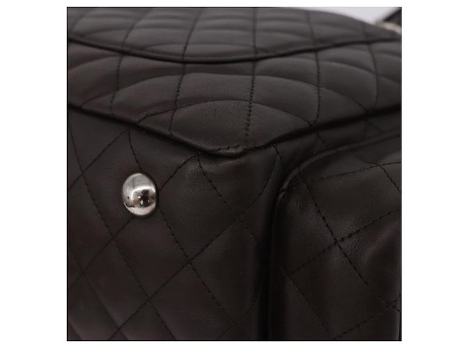 Borsa a mano CHANEL Cambon Line Matelasse in pelle marrone con CC argento Auth 196397SAV - vista 13