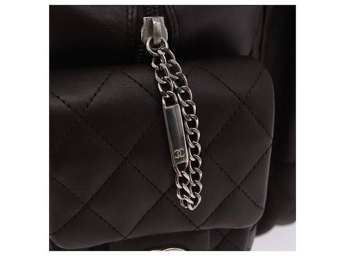 Borsa a mano CHANEL Cambon Line Matelasse in pelle marrone con CC argento Auth 196397SAV - vista 14