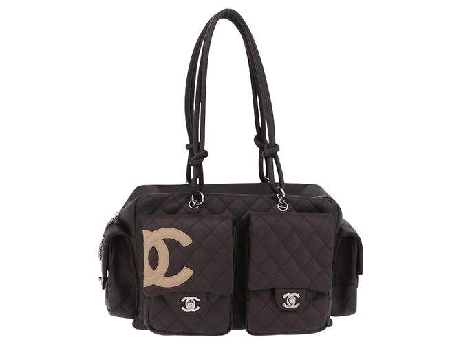 Borsa a mano CHANEL Cambon Line Matelasse in pelle marrone con CC argento Auth 196397SAV - vista 2