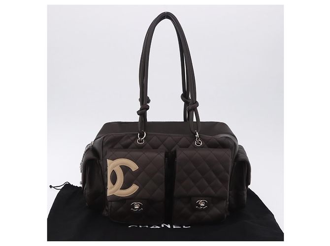 Borsa a mano CHANEL Cambon Line Matelasse in pelle marrone con CC argento Auth 196397SAV - vista 25