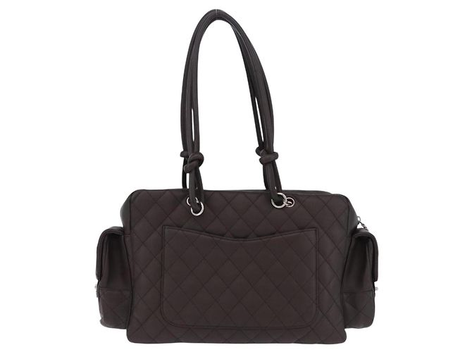 Borsa a mano CHANEL Cambon Line Matelasse in pelle marrone con CC argento Auth 196397SAV - vista 3