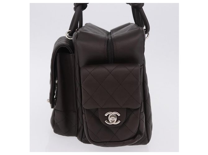 Borsa a mano CHANEL Cambon Line Matelasse in pelle marrone con CC argento Auth 196397SAV - vista 4