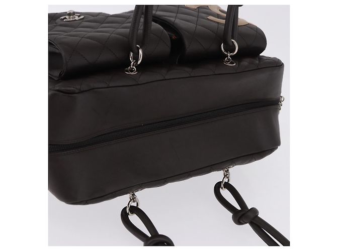 Borsa a mano CHANEL Cambon Line Matelasse in pelle marrone con CC argento Auth 196397SAV - vista 6