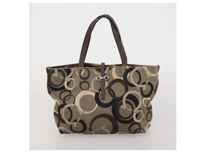 Salvatore Ferragamo Schultertasche Canvas 2 Set Schwarz Braun Auth bs36793 - Ansicht 10