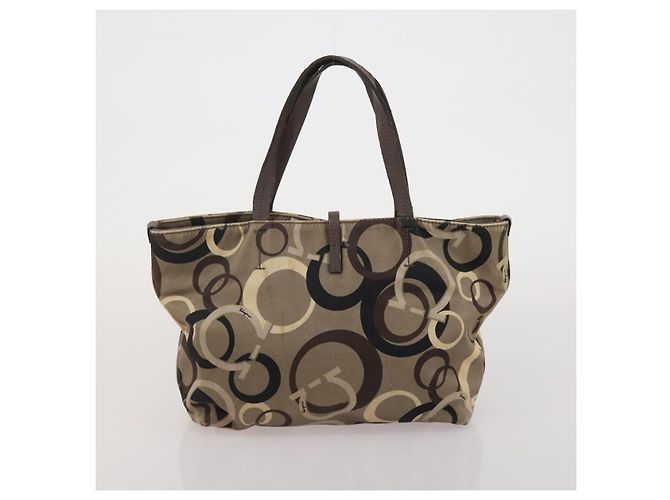 Salvatore Ferragamo Schultertasche Canvas 2 Set Schwarz Braun Auth bs36793 - Ansicht 11
