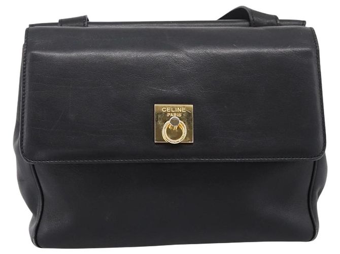 Céline CELINE Schultertasche aus Leder Schwarz Goldfarben Auth ep15804 - Ansicht 2