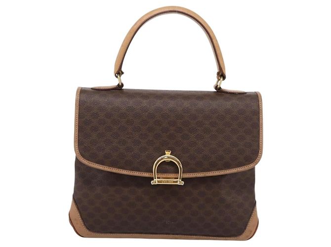 Céline CELINE Macadam Handtasche PVC Leder Braun Goldfarben Auth 196416 - Ansicht 2