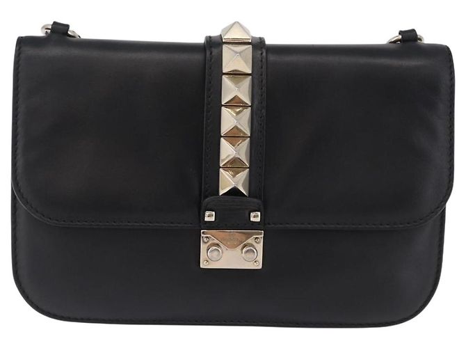 Borsa a tracolla VALENTINO Studs Chain in pelle nera e oro Auth BA14768A Nero - vista 13