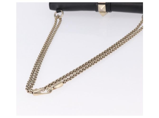 Borsa a tracolla VALENTINO Studs Chain in pelle nera e oro Auth BA14768A Nero - vista 7