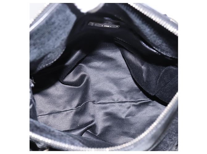 Borsa a Mano Miu Miu Vitello Lux Leather 2way Nero Argento Auth 197198SAM - vista 10