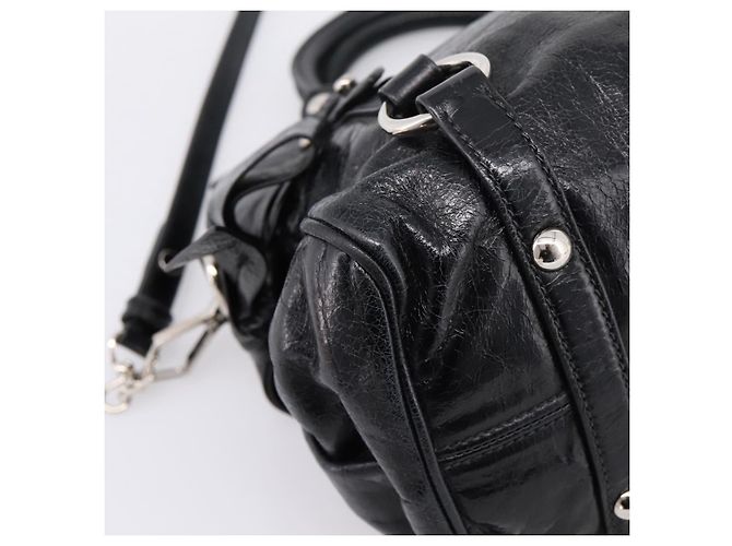 Borsa a Mano Miu Miu Vitello Lux Leather 2way Nero Argento Auth 197198SAM - vista 16