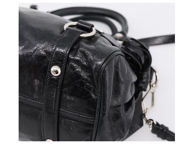 Borsa a Mano Miu Miu Vitello Lux Leather 2way Nero Argento Auth 197198SAM - vista 17